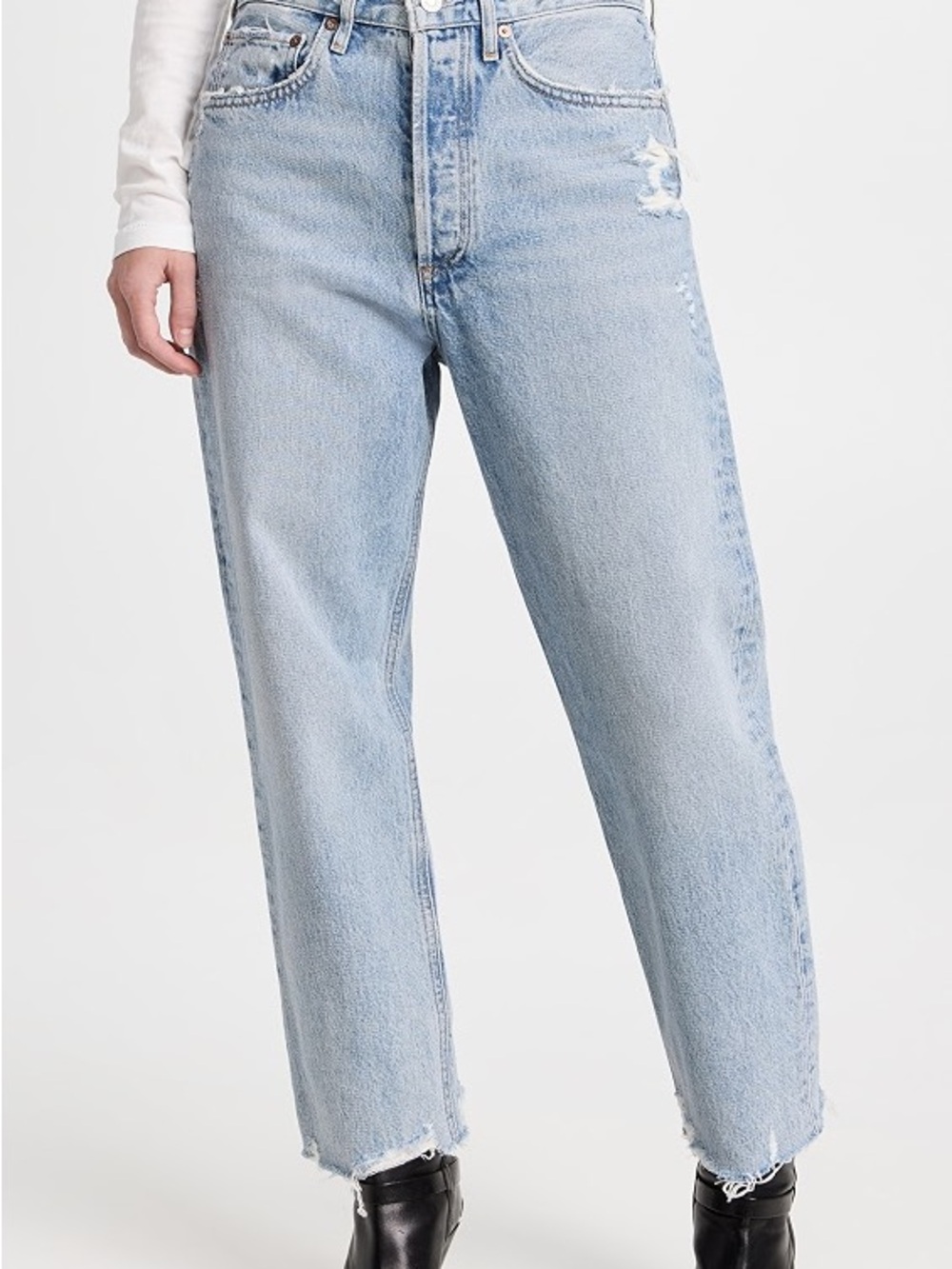 Agolde Light Blue 90’s Jeans with Frayed Hem
